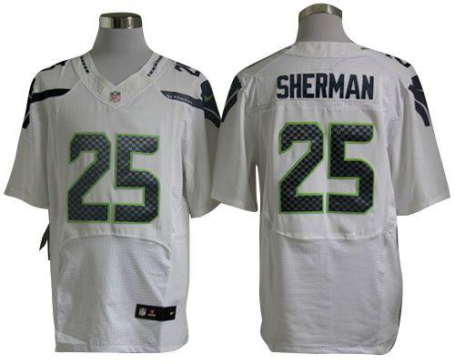 Nike Seahawks #25 Richard Sherman White Men's Stitched NFL Vapor Untouchable Elite Jersey - Click Image to Close